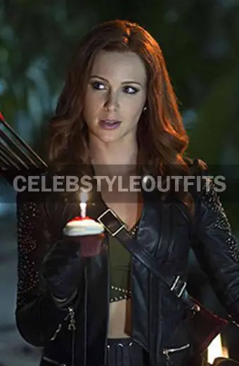 Carrie Cutter Arrow Cupid Amy Gumenick Black Leather Coat