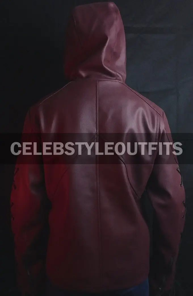 Arsenal Arrow Roy Harper Colton Haynes Maroon Leather Jacket arrow-colton-haynes-leather-jacket-costume