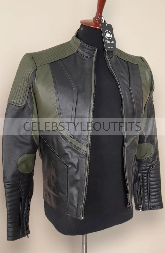 Arrow Spartan John Diggle David Ramsey Green Leather Jacket arrow-david-ramsey-green-leather-jacket