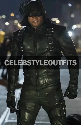 Arrow TV Show John Diggle David Ramsey Green Leather Jacket