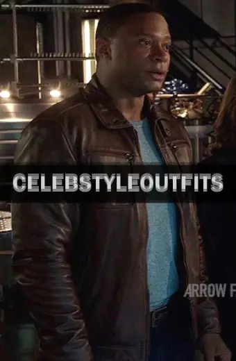 Arrow TV Show John Diggle David Ramsey Brown Leather Jacket