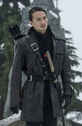 Karl Yune Arrow Maseo Yamashiro Black Leather Trench Coat