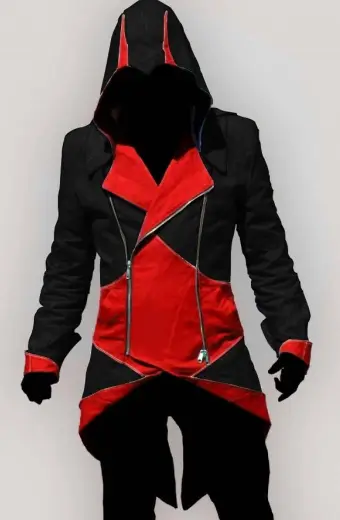 Assassins Creed Rogue Cosplay Red And Black Wool Hooded Jacket