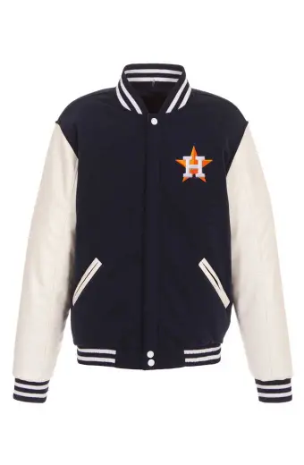 Houston Astros Black And White Fleece Bomber Varsity Jacket