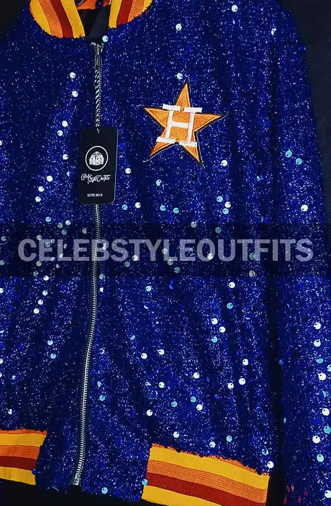 Houston Astros Blue Sparkle Sequin Varsity Bomber Jacket houston-astros-sparkle-jacket