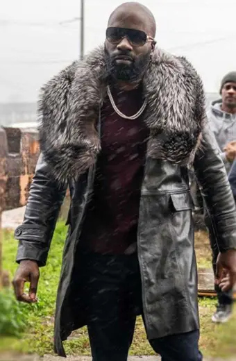 Darius Atlanta LaKeith Stanfield Black Leather Fur Coat