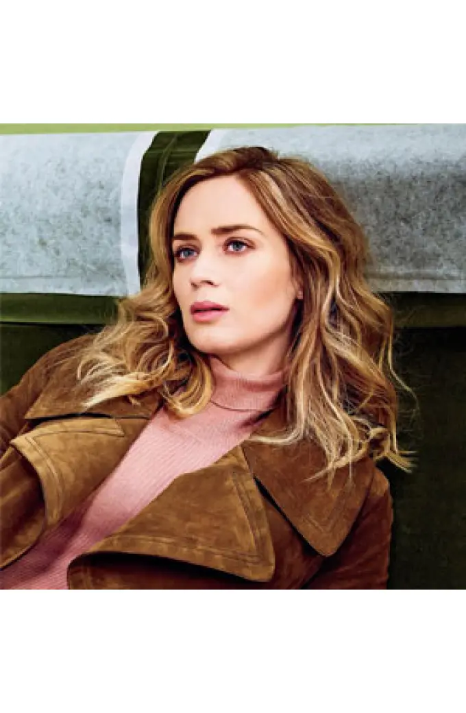 Emily Blunt Leather Jackets And Cotton Coats Collection