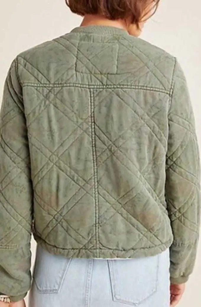 Behind Her Eyes Louise Simona Brown Bomber Green Cotton Jacket simona-brown-behind-her-eyes-jacket