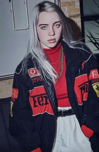 Ferrari Billie Eilish Womens Bomber Black Parachute Jacket