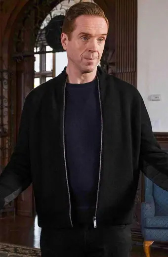 Bobby Axelrod Damian Lewis Billions Bomber Black Wool Jacket