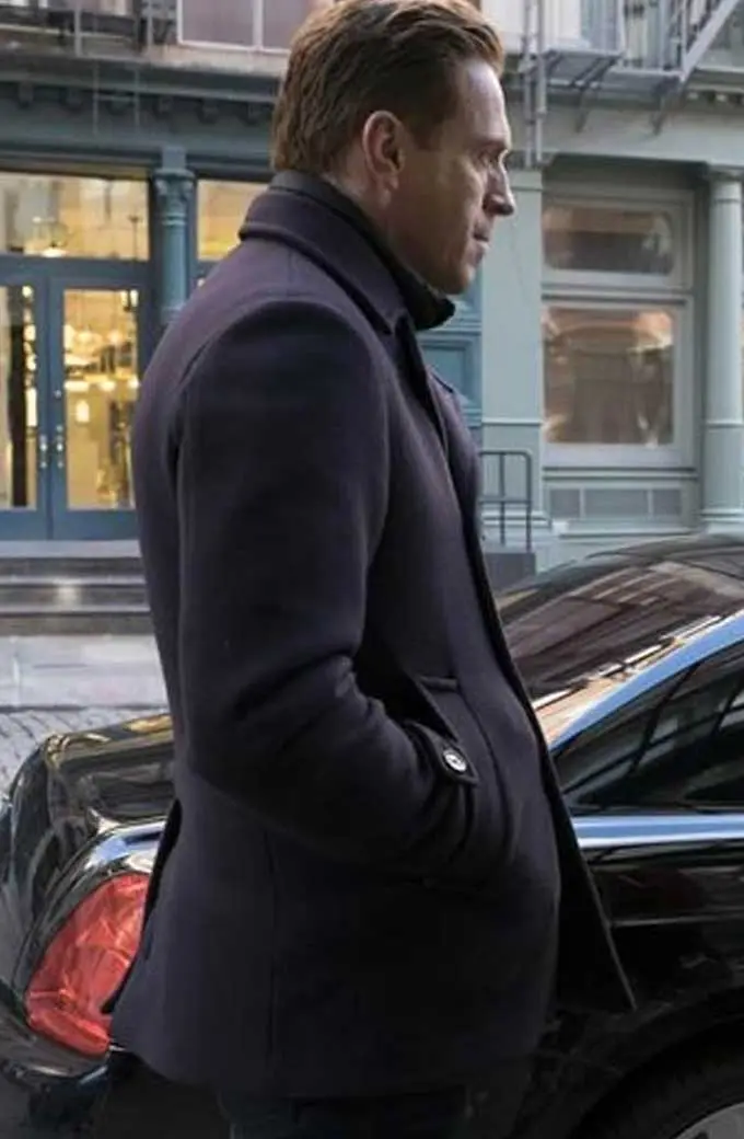 Billions Bobby Axelrod Damian Lewis Blue Wool Trench Peacoat damian-lewis-billions-trench-peacoat