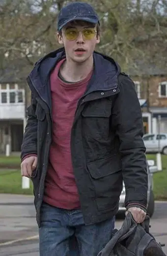 Kenny Black Mirror Alex Lawther Hooded Black Cotton Jacket