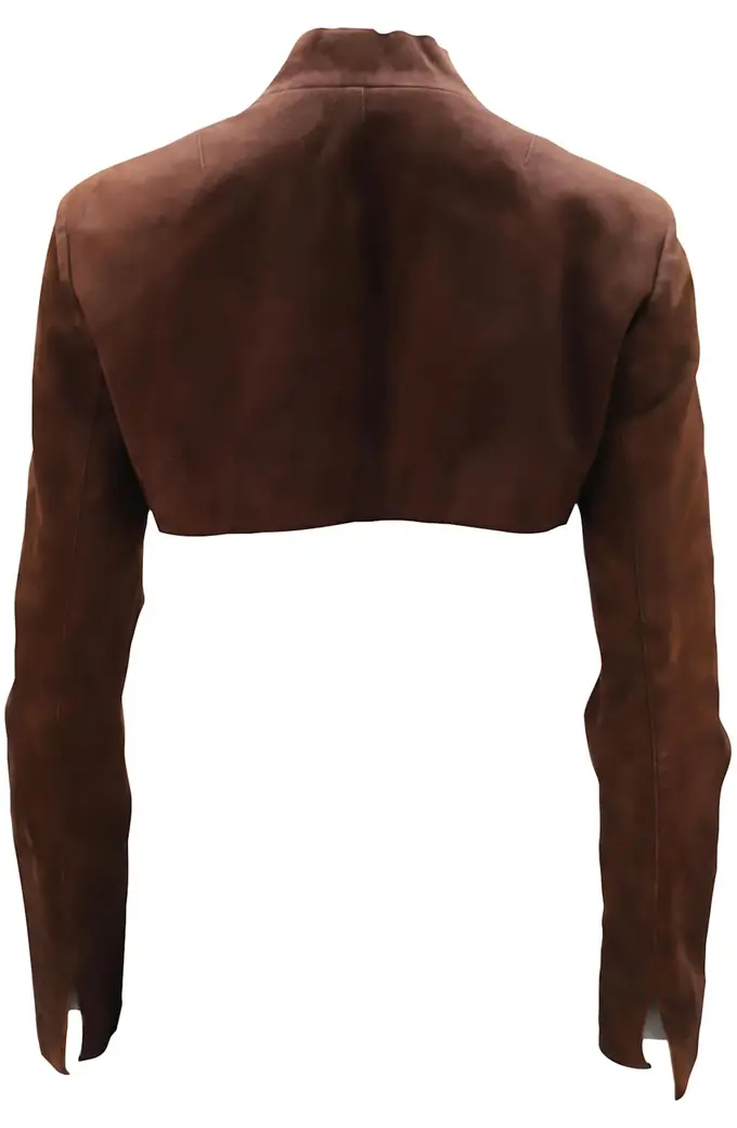 Womens Casual Akris Burgundy Suede Leather Bolero Jacket akris-womens-bolero-jacket