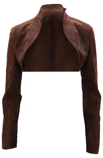 Womens Casual Akris Burgundy Suede Leather Bolero Jacket akris-womens-bolero-jacket