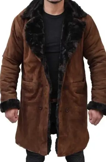 Snatch Brad Pitt Mickey ONeil Brown Suede Leather Trench Coat