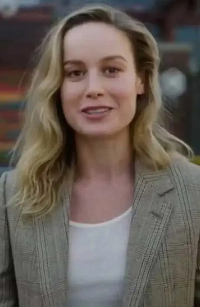 Brie Larson Disneyland Avengers Campus Casual Beige Wool Blazer brie-larson-avengers-campus-jacket