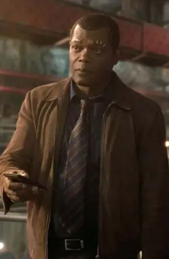 Samuel L Jackson Captain Marvel Nick Fury Brown Suede Jacket