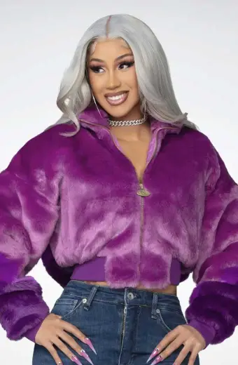 Cardi B Street Reebok Unisex Casual Purple Fur Ombre Jacket
