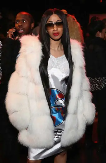 Cardi B Gypsy Sport Casual Womens White Fur Quilted Coat