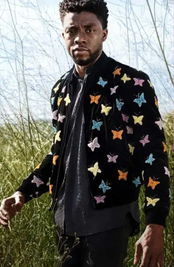 Chadwick Boseman Black Velvet Bomber Jacket chadwick-boseman-bomber-jacket