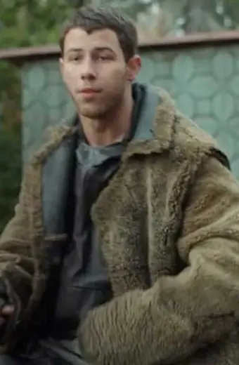 Chaos Walking Davy Prentiss Jr Nick Jonas Brown Sherpa Coat nick-jonas-chaos-walking-coat
