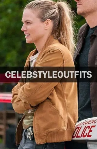 Chicago PD Tracy Spiridakos Hailey Upton Brown Bomber Jacket