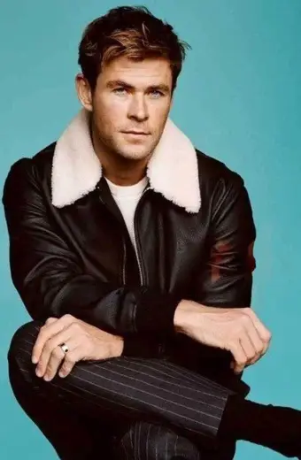 Casual Chris Hemsworth Bomber Brown Leather Shearling Jacket