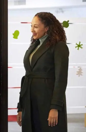 Christmas Comes Twice Tamera Mowry Housley Black Trench Coat