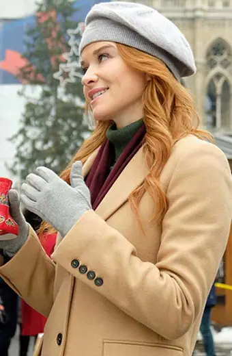 Jess Waters Christmas in Vienna Sarah Drew Beige Trench Coat