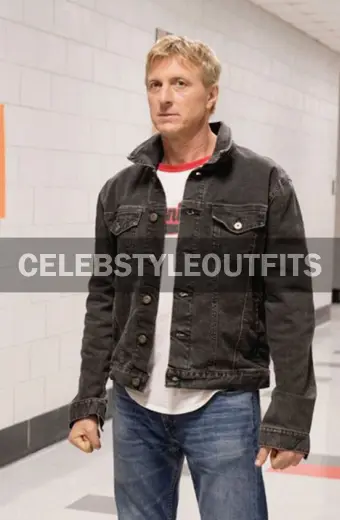 William Zabka Johnny Lawrence Cobra Kai Black Denim Jacket