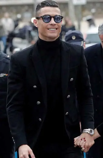 Mens Cristiano Ronaldo Casual Street Style Black Wool Blazer