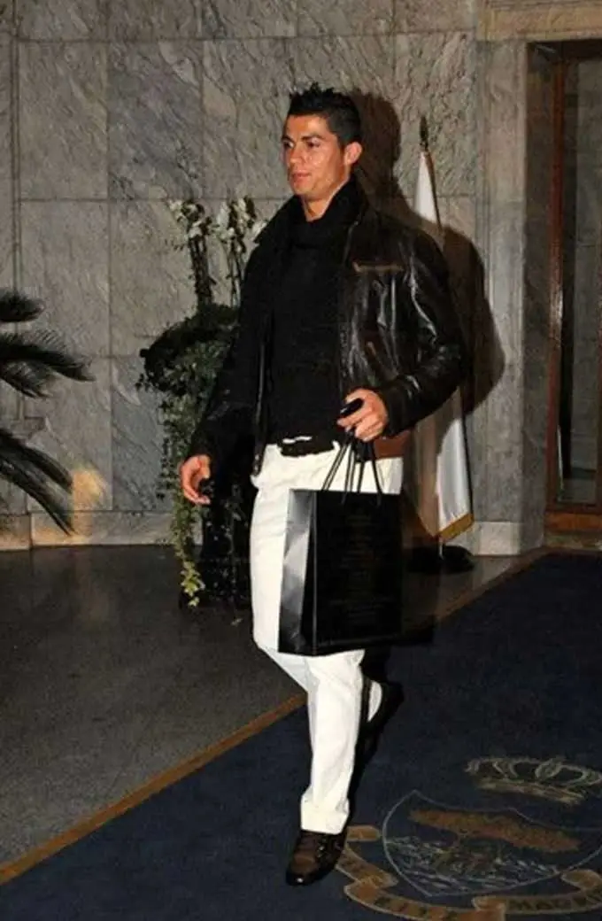 Mens Cristiano Ronaldo Casual Bomber Black Leather Jacket cristiano-ronaldo-jacket
