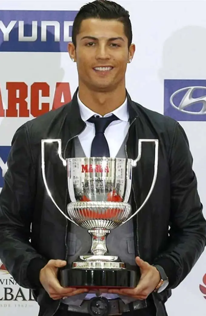 Pichichi Award Cristiano Ronaldo Bomber Black Leather Jacket cristiano-ronaldo-pichichi-award-jacket