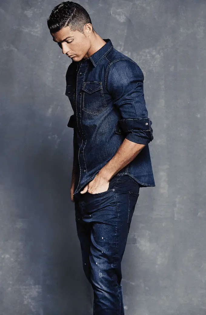 Casual Cristiano Ronaldo Mens Street Style Blue Denim Jacket casual-cristiano-ronaldo-street-style-jacket