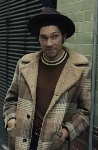Jasper Joel Fry Cruella Checked Beige Wool Plaid Trench Coat