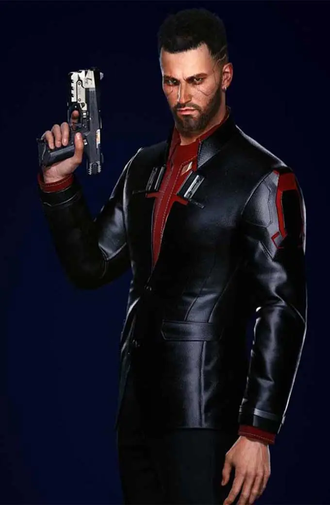 Video Game V Male Cyberpunk 2077 Black Cosplay Leather Blazer cyberpunk-2077-v-male-blazer