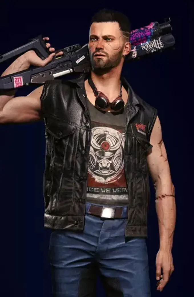 Video Game Nomad V Cyberpunk 2077 Black Cosplay Leather Vest cyberpunk-2077-v-nomad-vest