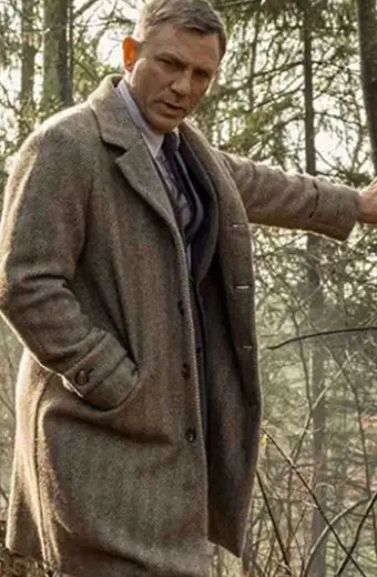 Benoit Blanc Daniel Craig Knives Out Grey Wool Trench Coat