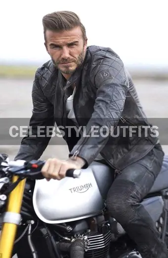 Brazil Biker David Beckham Sports Black Quilted Leather Jacket