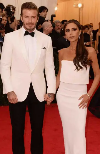 Met Gala David Beckham Red Carpet White Wool Tuxedo Blazer