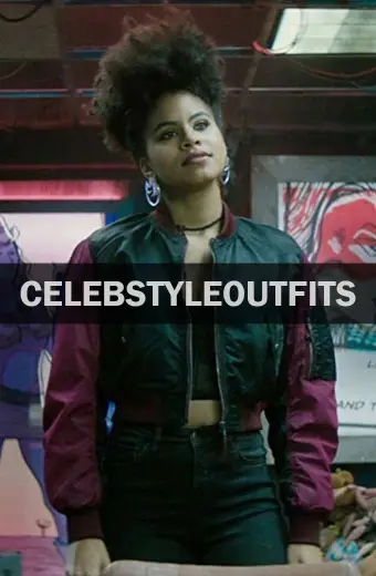 Deadpool Domino Zazie Beetz Neena Thurman Bomber Satin Jacket