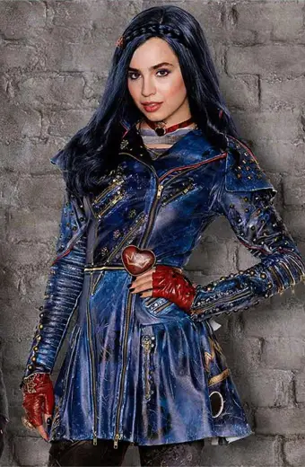 Descendants 2 Evie Sofia Carson Blue Cosplay Leather Jacket