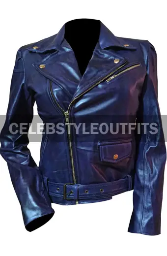 Descendants 3 Sofia Carson Evie Purple Biker Leather Jacket