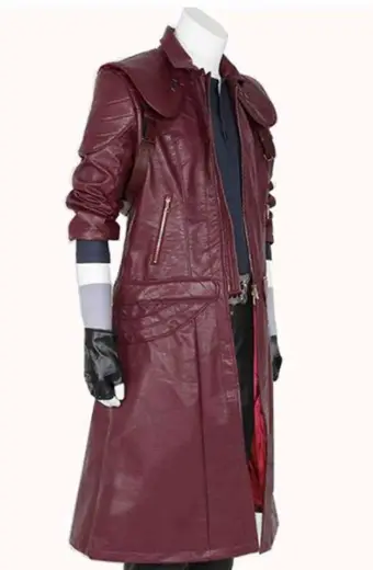 Sons Of Sparda Dante Devil May Cry Cosplay Maroon Leather Coat