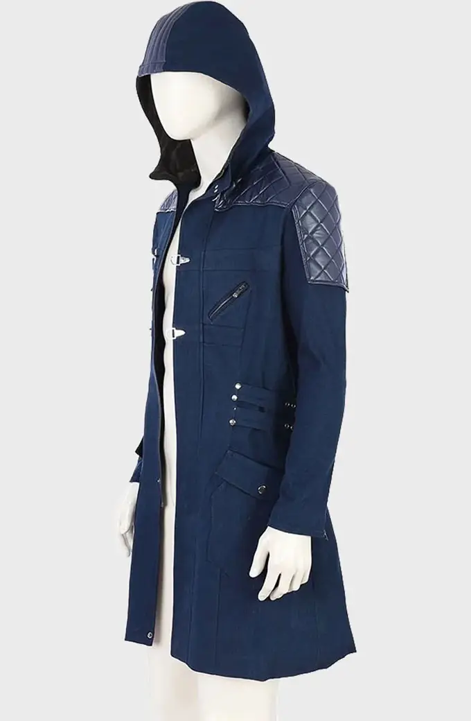 Devil May Cry Video Game Nero Cosplay Hooded Blue Cotton Coat nero-video-game-devil-may-cry-coat