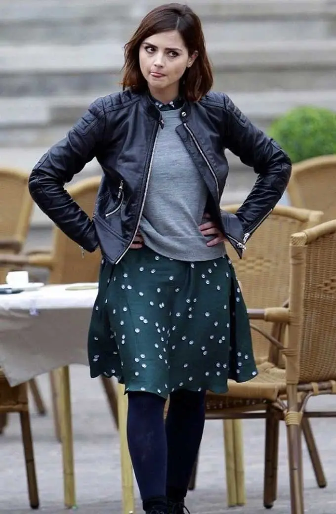 Clara Oswald Jenna Coleman Doctor Who Black Leather Jacket doctor-who-clara-oswald-black-leather-jacket