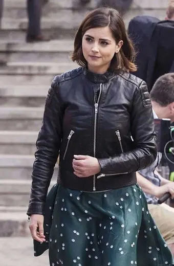 Doctor Who Clara Oswald Jenna Coleman Black Leather Jacket