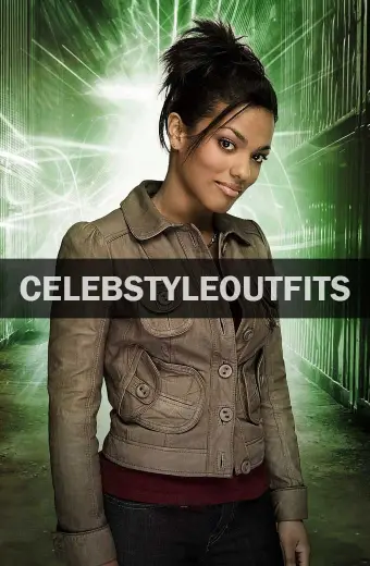 Freema Agyeman Doctor Who Martha Jones Beige Leather Jacket
