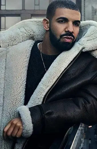 Aubrey Drake Graham Hooded Black Bomber Shearling Jacket