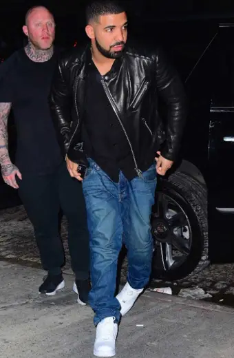 Aubrey Drake Graham Mens Bomber Black Biker Leather Jacket